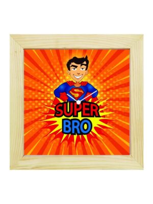 TheYaYaCafe Yaya Cafe Birthday Rakhi Gifts for Brother, Super Bro Framed Wall Clock - 8 x 8 inches