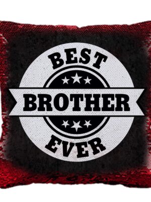 Yaya Cafe Rakhi Birthday Gift for Brother, Best Brother Ever Printed Sequins Cushion (with Filler) 12X12 Inches