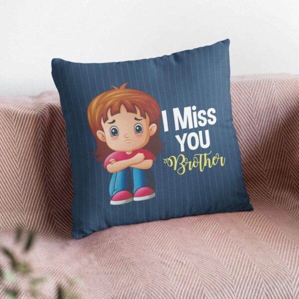 Yaya Cafe Rakhi Birthday Gift for Brother, I Miss You Cushion Cover 20X20 Inches