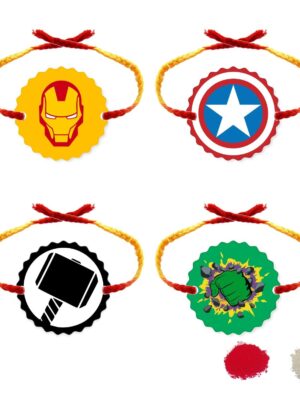 4 Avenger Superheros Kids Rakhi Combo Set of  - 4