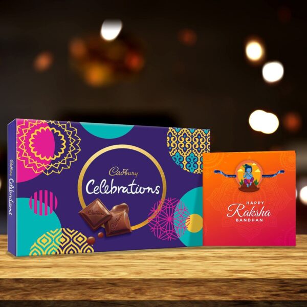 TheYaYaCafe Rakhi Gifts for Brother Cadbury Celebrations Assorted Chocolate Gift Pack, (186.6 g) with Om Shiva Printed Rakhi