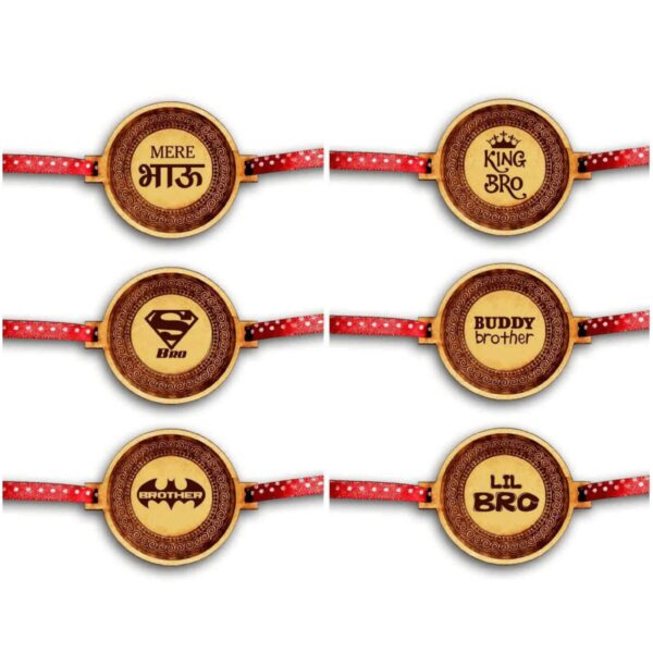6 Engraved with Beautiful Quote Engraved Rakhi for Brothers