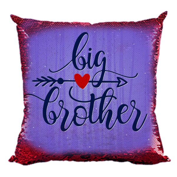 Yaya Cafe Rakhi Birthday Gift for Brother, Big Brother Printed Sequins Cushion Cover 24X24 Inches