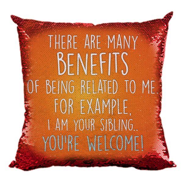 Yaya Cafe Rakhi Birthday Gift for Brother, There are Many Benefits Printed Sequins Cushion Cover 20X20 Inches