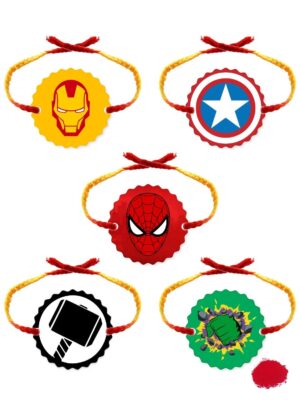 5 Avenger Superheros Kids Rakhi Combo Set of  - 5