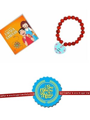 Bro You are my Hero & I love Bhabhi Beads Rakhi Combo -Set of 2