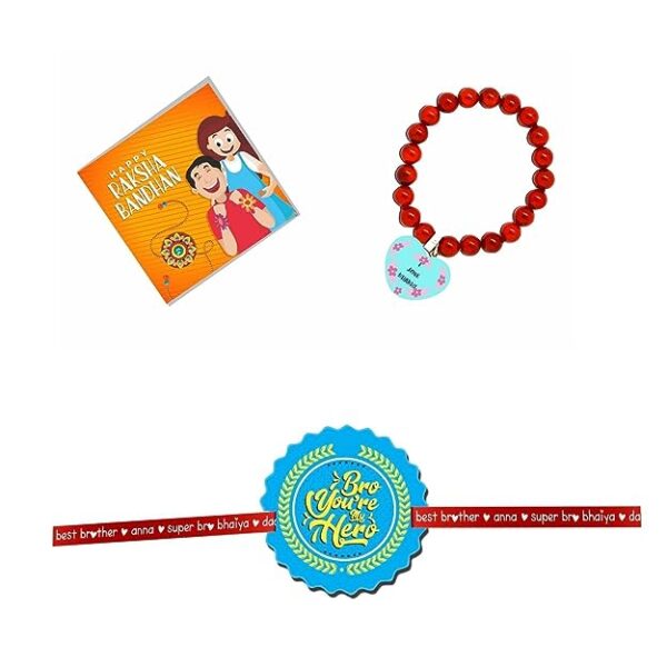 Bro You are my Hero & I love Bhabhi Beads Rakhi Combo -Set of 2