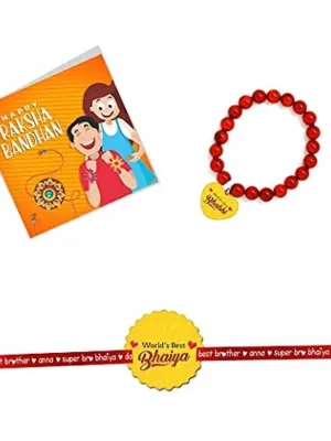 World Best Bhaiya & World Best Bhabhi Beads Rakhi Combo Set of 2