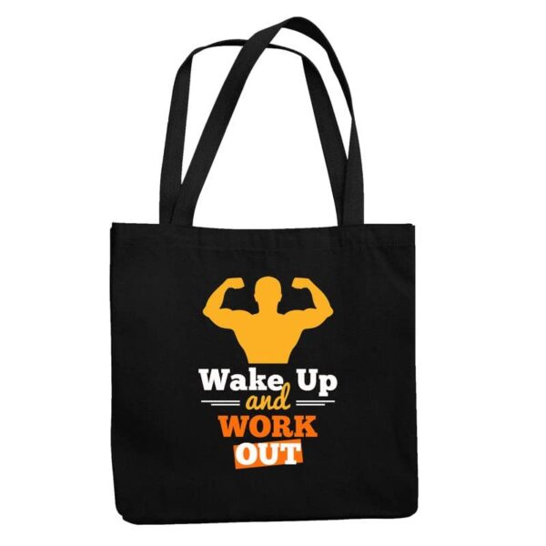 Wake Up and Work Out Black Tote Bag
