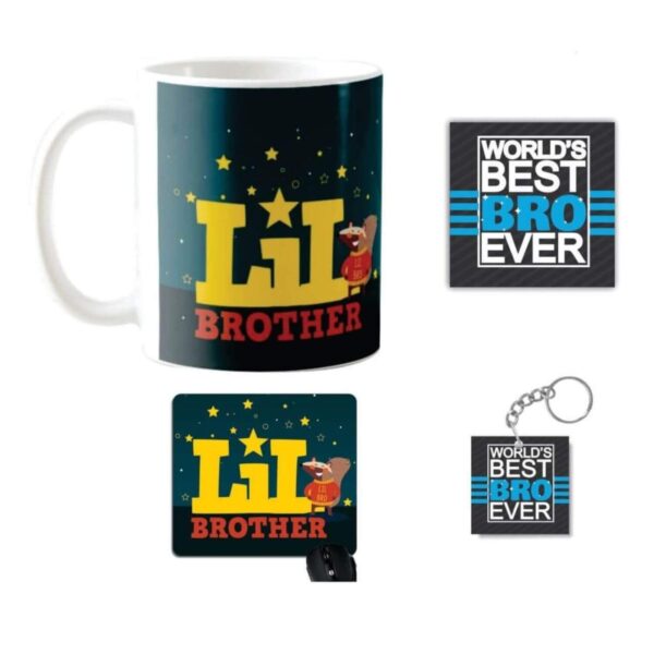 TheYaYaCafe Yaya Cafe Birthday Gifts Combo for Brother, Starry Squirrel Little Bro Brother Mug Mug, Coaster, Set of 2