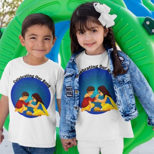 TheYaYaCafe Matching Printed Celebrating Our Bond Kid Sibling T-Shirts