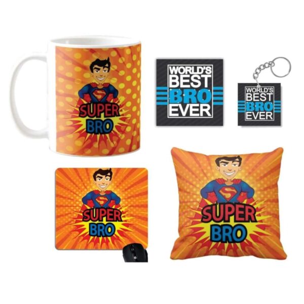 TheYaYaCafe Yaya Cafe Birthday Gifts Combo for Brother, Super Bro Mug, Coaster, Set of 2