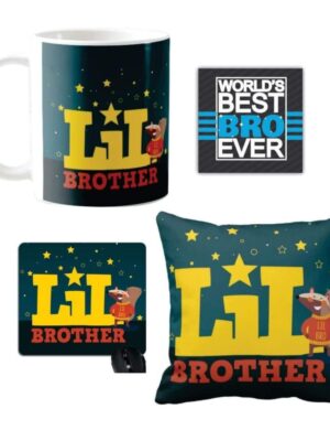 TheYaYaCafe Yaya Cafe Birthday Gifts Combo for Brother, Starry Squirrel Little Bro Brother Mug Mug, Coaster, Set of 2