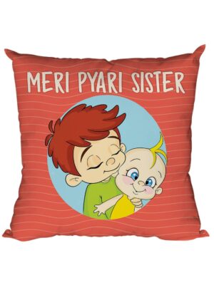 TheYaYaCafe Birthday Bhaidooj Gift for Little Sister Baby Girl, Mere Pyari Sister Cushion Cover 20X20 inches