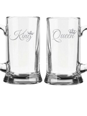 King Queen Beer Mug for Couple