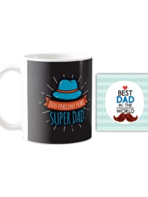 TheYaYaCafe Yaya Cafe Birthday Gifts for Father 100% Pure Super Dad Coffee Mug with Coaster