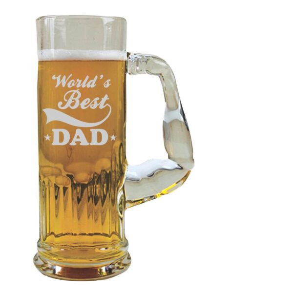 TheYaYaCafe Yaya Cafe Birthday Gifts for Father Worlds Best Dad Engraved Beer Mug for Father - Icon Beer 580 ml