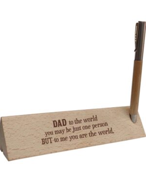 TheYaYaCafe Birthday Gifts for Father Handmade Wooden Pen with Engraved Triangle Pen Box Holder - Dad To The World You May Be