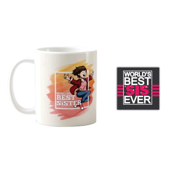 TheYaYaCafe Yaya Cafe™ Birthday Gifts for Sister, Best Sister Mug, Coaster, Cushion Cover Set of 3