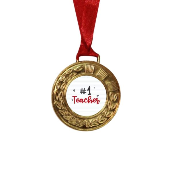 Yaya Cafe™ No. 1 Teacher 2021 Trophy Award and Medal Combo - Golden