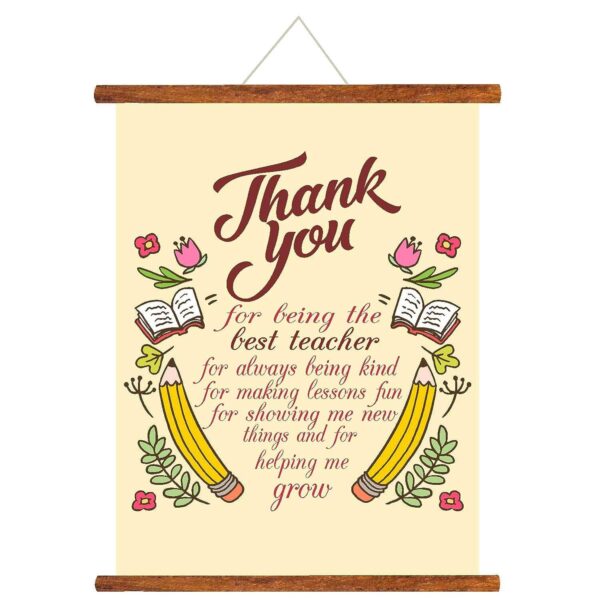 YaYa cafe™ Teachers Day Gifts Thank You Teacher Wall Hanging Scroll Greeting Card - 15x20 inches