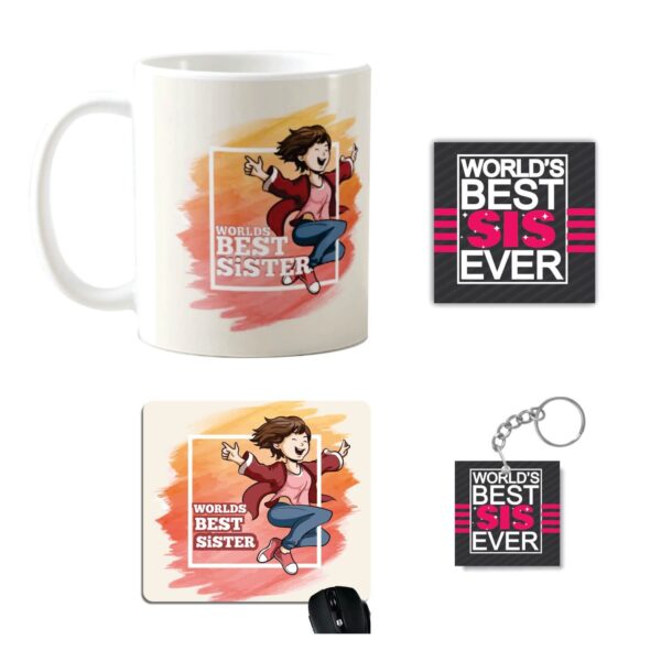TheYaYaCafe Yaya Cafe™ Birthday Gifts for Sister, Best Sister Mug, Coaster, Cushion Cover Set of 3
