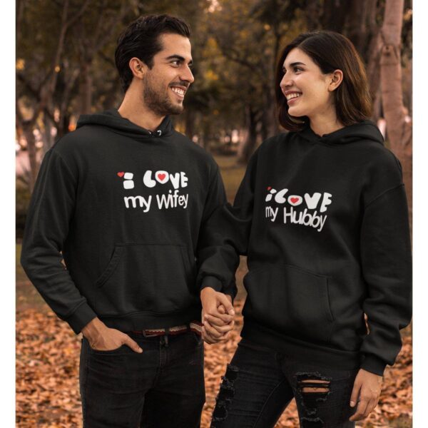 Love Wifey Hubby Couple Hoodies