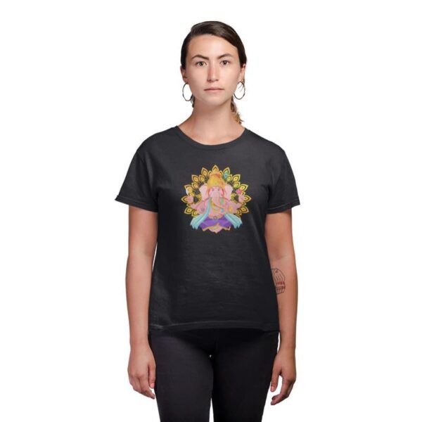 TheYaYaCafe® Ganesh Ji Printed Women's Cotton T-Shirt, Round Neck, Half Sleeve Ganesh Chaturthi T-Shirt for Women