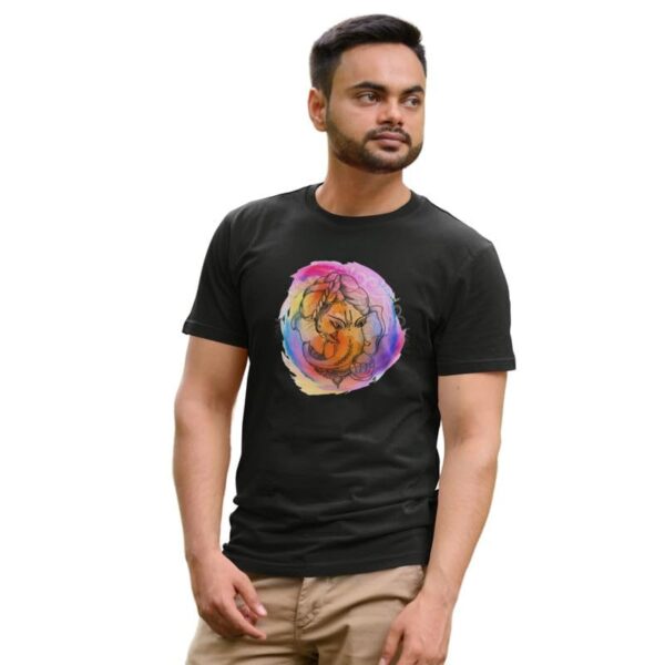 TheYaYaCafe® Ganesh Ji Printed Men's Cotton T-Shirt, Round Neck, Half Sleeve Ganesh Chaturthi T-Shirt for Men