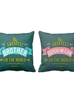 Rakhi Gifts for Brother Bhabhi Combo, 16X16 inches Cushion Covers Greatest Brother in The World with Rakhi Printed