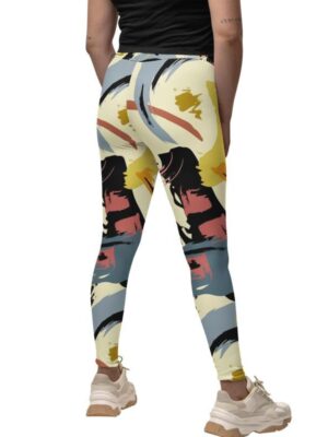 Hand Painted Abstract Print Printed Leggings for Women's
