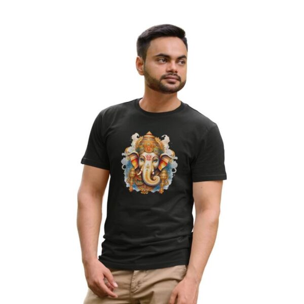 TheYaYaCafe® Ganesh Ji Printed Men's Cotton T-Shirt, Round Neck, Half Sleeve Ganesh Chaturthi T-Shirt for Men