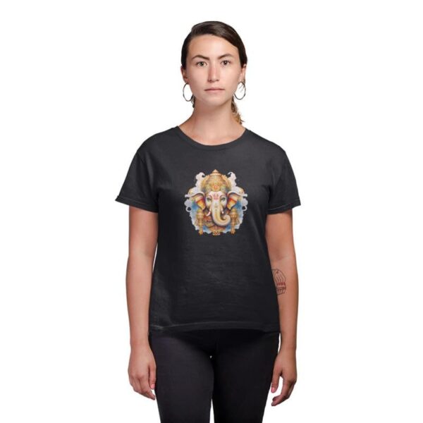 TheYaYaCafe® Ganesh Ji Printed Women's Cotton T-Shirt, Round Neck, Half Sleeve Ganesh Chaturthi T-Shirt for Women