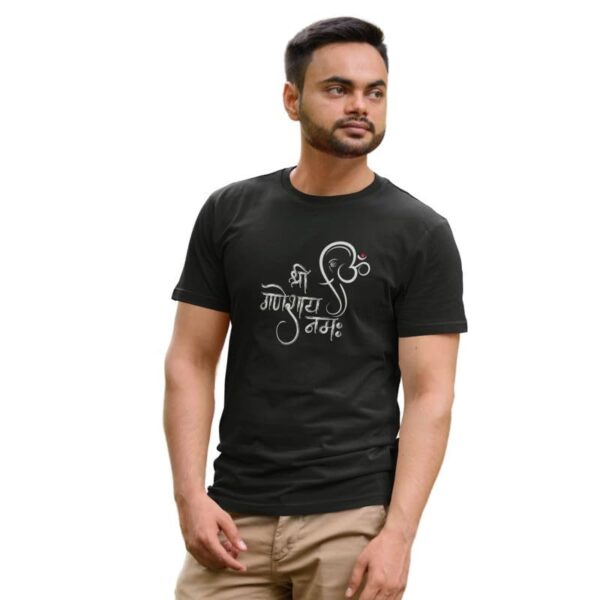 TheYaYaCafe® Ganesh Ji Printed Men's Cotton T-Shirt, Round Neck, Half Sleeve Ganesh Chaturthi T-Shirt for Men