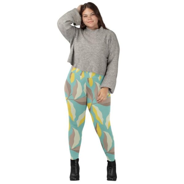Abstract Leaves Printed Leggings for Women's