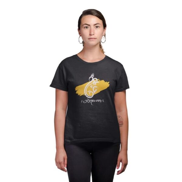 TheYaYaCafe® Ganesh Ji Printed Women's Cotton T-Shirt, Round Neck, Half Sleeve Ganesh Chaturthi T-Shirt for Women