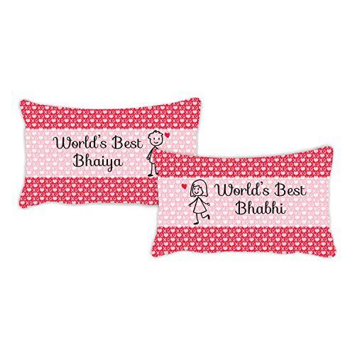 Anniversary Gifts Printed Bedsheet with 2 Pillow Covers - Worlds Best Bhaiya Bhabhi - Multi