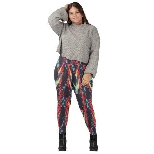 Colorful Background with Feathers Printed Leggings for Women's