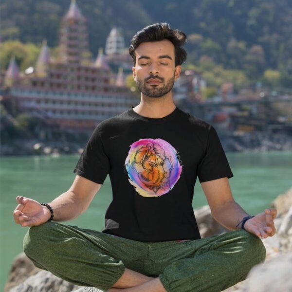 TheYaYaCafe® Ganesh Ji Printed Men's Cotton T-Shirt, Round Neck, Half Sleeve Ganesh Chaturthi T-Shirt for Men