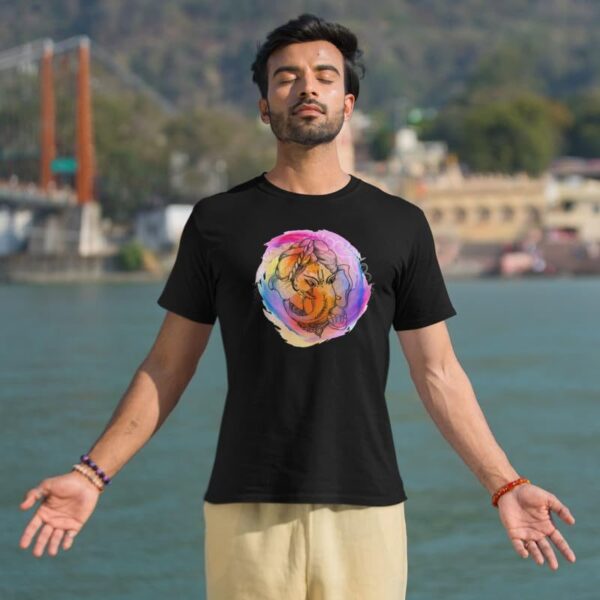 TheYaYaCafe® Ganesh Ji Printed Men's Cotton T-Shirt, Round Neck, Half Sleeve Ganesh Chaturthi T-Shirt for Men