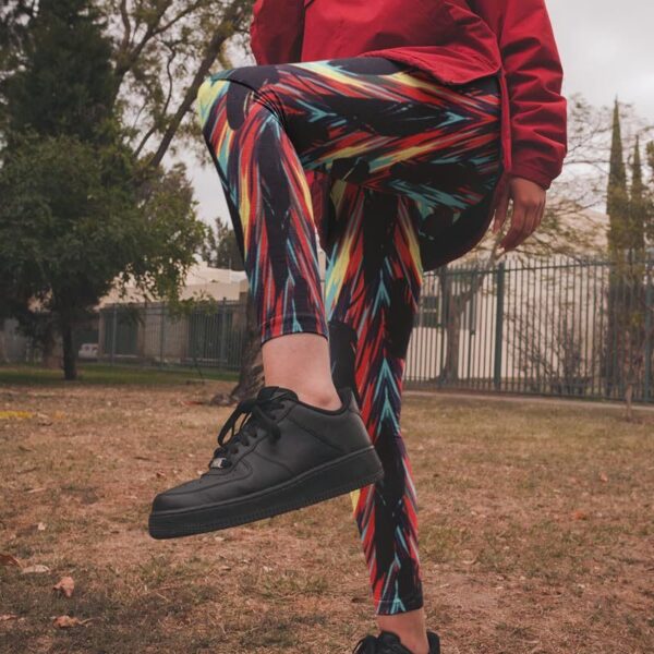 Colorful Background with Feathers Printed Leggings for Women's