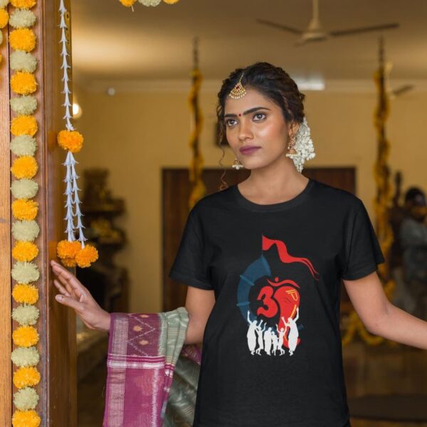 TheYaYaCafe® Ganesh Ji Printed Women's Cotton T-Shirt, Round Neck, Half Sleeve Ganesh Chaturthi T-Shirt for Women