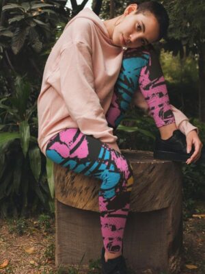 Abstract Pattern Printed Leggings for Women's
