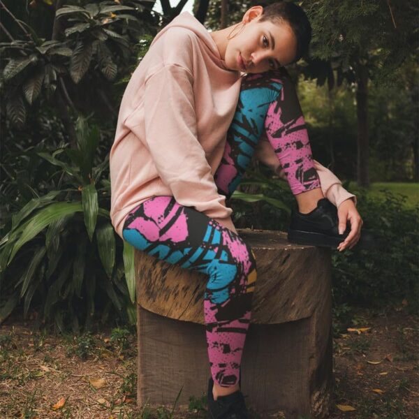 Abstract Pattern Printed Leggings for Women's