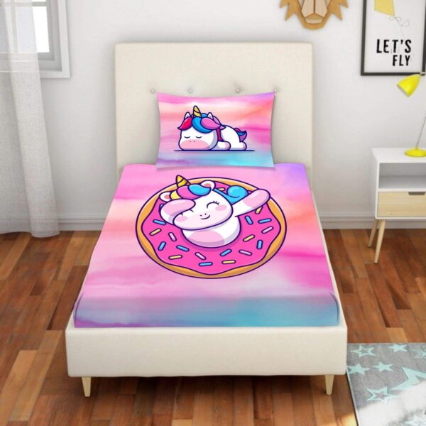 Donut Unicorn Printed Bedsheet