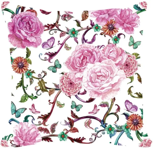 Yaya Cafe 20x20 inches Set of 4 Cushion Covers Printed Floral Alluring Floral Flowers Printed Sofa Throw Pillows Multicolor