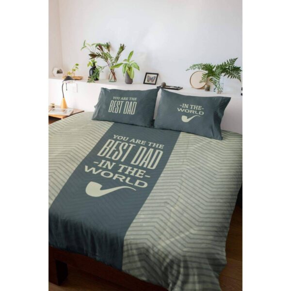 World Best Dad Bed sheet With Pillow Covers for Father