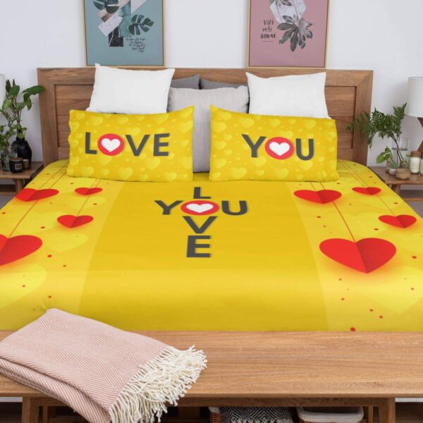 I Love You Romantic Couple Bedsheet With 2 Pillow Covers