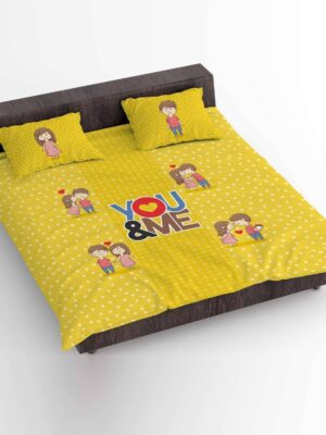 You & Me Romantic Couple Bedsheet With 2 Pillow Covers