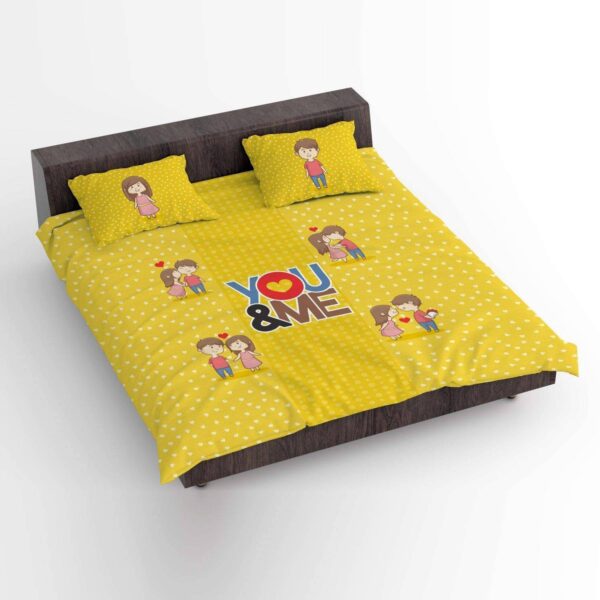 You & Me Romantic Couple Bedsheet With 2 Pillow Covers